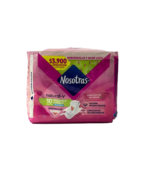 TOALLAS NOSOTRAS INVISIBLE CLASICA TELA BOLSA X 10 UNDS